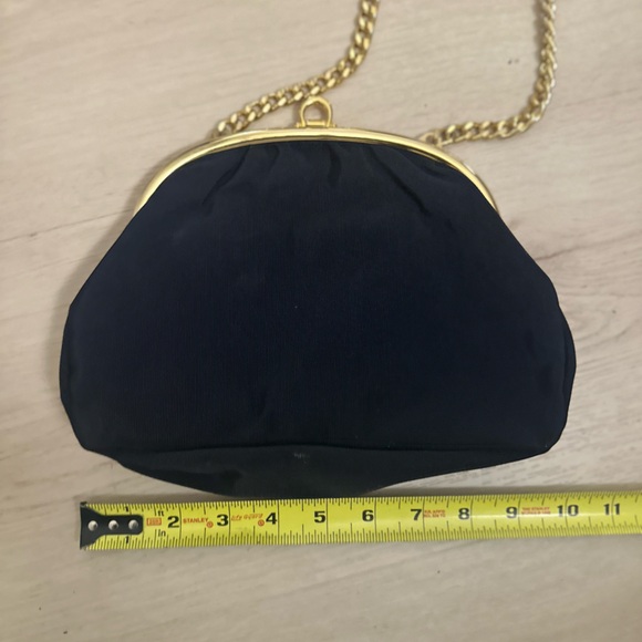 ACCESSORY PLACE Women’s Italian Black Fabric Crossbody Clutch w/Gold Chain Bag - Picture 12 of 12
